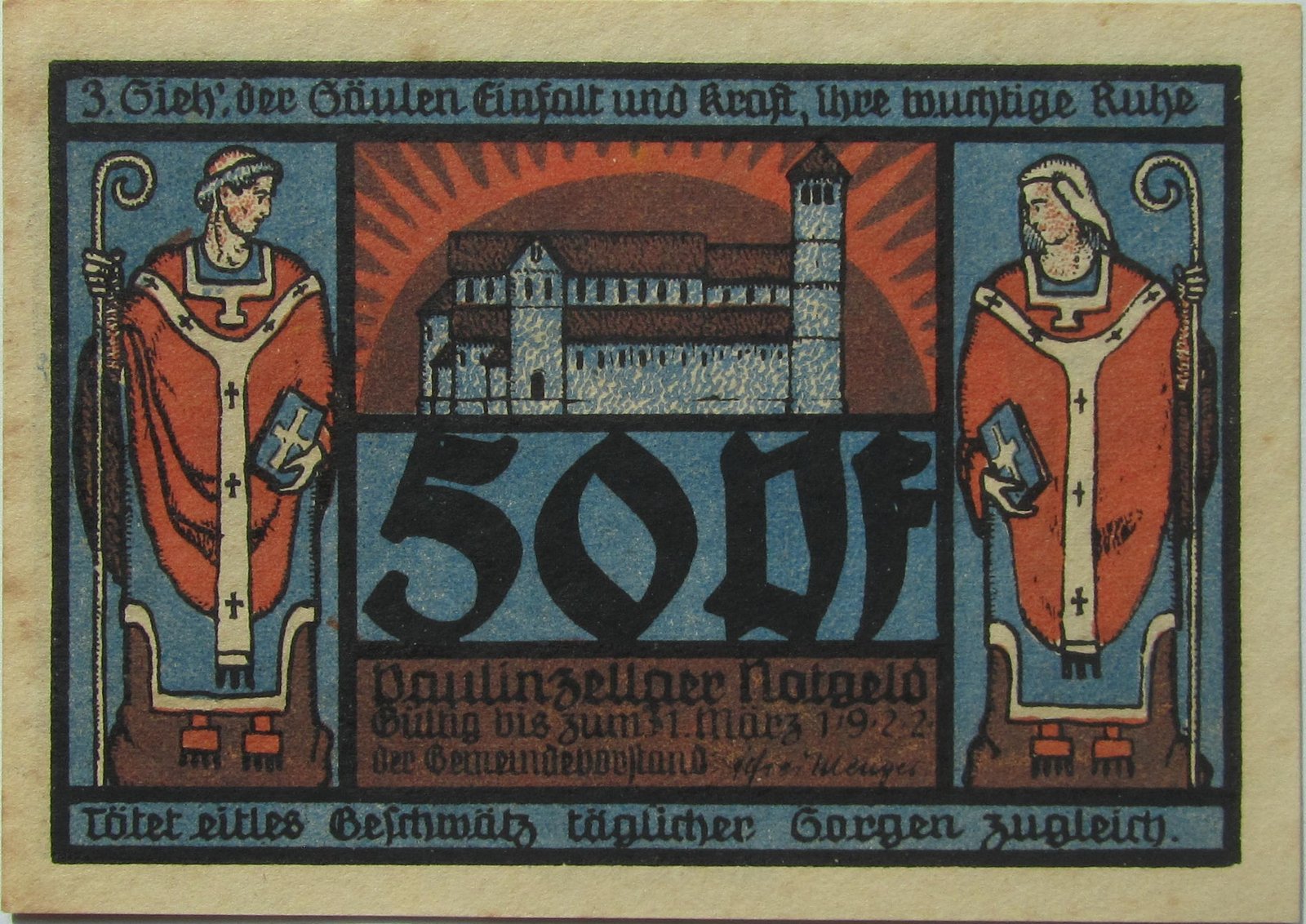 Аверс банкноты 50 пфеннигов Monastery Series - Issue 3 (Германия)