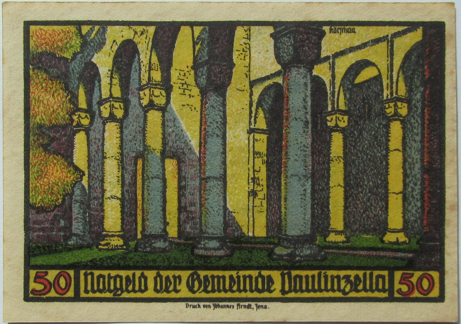 Реверс банкноты 50 пфеннигов Monastery Series - Issue 3 (Германия)