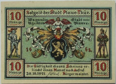 Аверс банкноты 10 fenigów (Niemcy) 1921