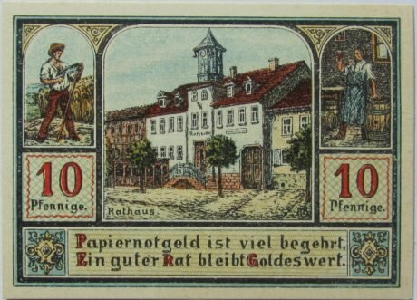 Реверс банкноты 10 fenigów (Niemcy) 1921