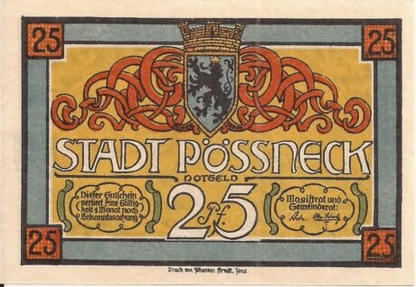 Аверс банкноты 25 fenigów (Niemcy) 1921