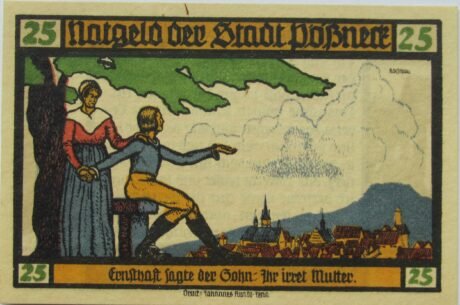 Реверс банкноты 25 fenigów Seria Goethe - Numer 3 (Niemcy) 1921