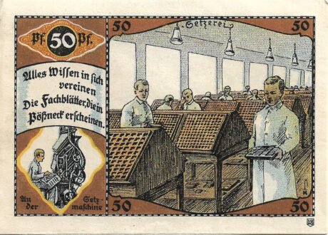 Реверс банкноты 50 fenigów seria przemysłowa (Niemcy)