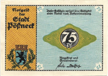 Аверс банкноты 75 fenigów seria przemysłowa (Niemcy) 1921