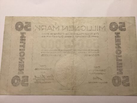 Реверс банкноты 50000000 марок (Германия) 1923 года