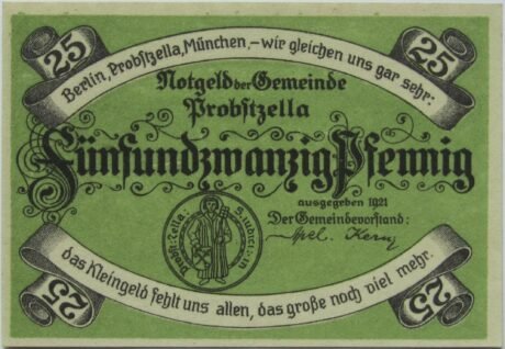 Аверс банкноты 25 fenigów (Niemcy) 1921