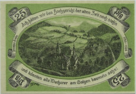 Реверс банкноты 25 fenigów (Niemcy) 1921