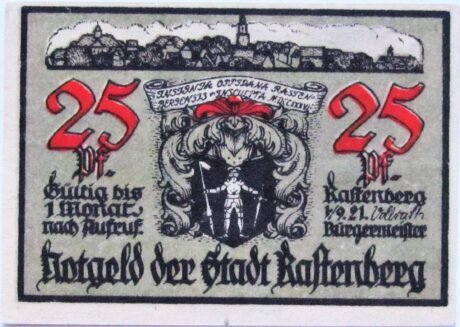 Аверс банкноты 25 fenigów (Niemcy) 1921
