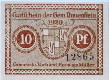 Аверс банкноты 10 fenigów (Niemcy) 1920