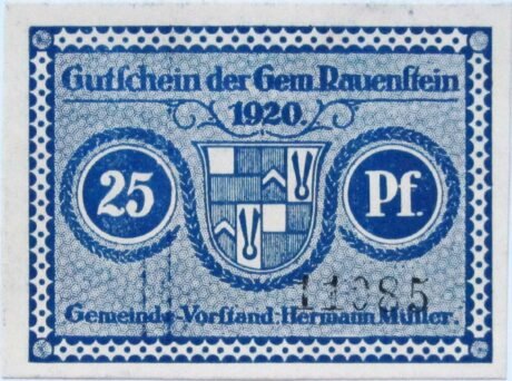 Аверс банкноты 25 fenigów (Niemcy) 1920
