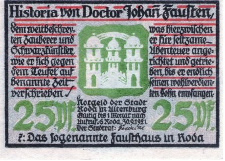 Аверс банкноты 25 fenigów (Niemcy) 1921