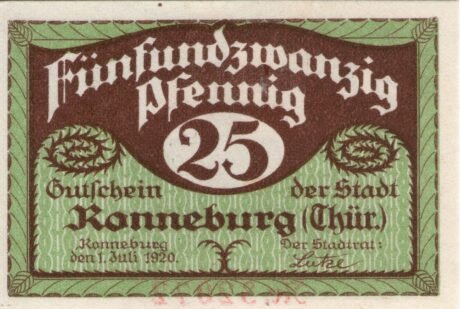 Аверс банкноты 25 пфеннигов (Германия) 1920 года