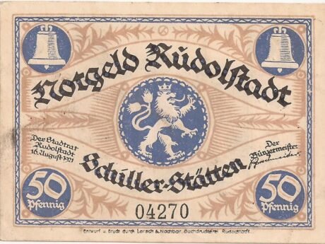 Аверс банкноты 50 fenigów (Niemcy) 1921