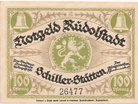 Аверс банкноты 100 fenigów (Niemcy) 1921