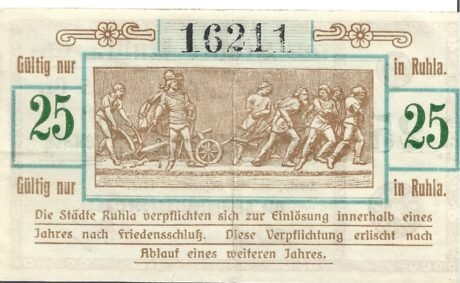 Реверс банкноты 25 fenigów (Niemcy) 1918