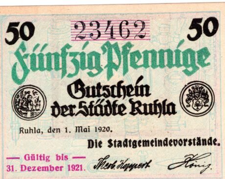 Аверс банкноты 50 fenigów (Niemcy) 1920