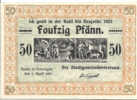 Аверс банкноты 50 fenigów (Niemcy) 1921