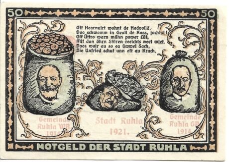 Реверс банкноты 50 fenigów (Niemcy) 1921