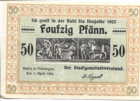 Аверс банкноты 50 fenigów (Niemcy) 1921