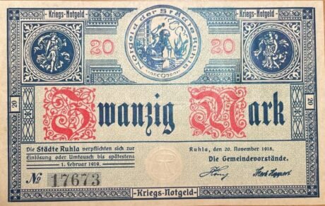 Аверс банкноты 20 marek (Niemcy) 1918