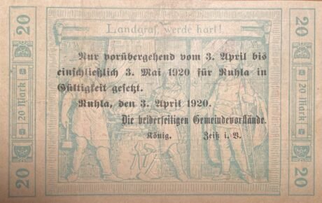 Реверс банкноты 20 marek (Niemcy) 1918