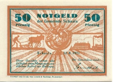 Аверс банкноты 50 fenigów (Niemcy) 1921