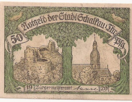 Аверс банкноты 50 fenigów (Niemcy) 1920