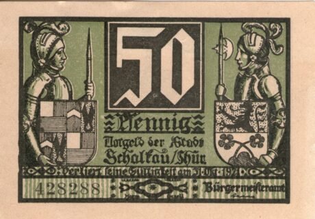 Аверс банкноты Seria historyczna 50 fenigów – numer 6 (Niemcy) 1921