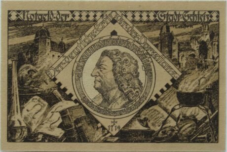 Реверс банкноты Moneta 50 fenigów Seria Böttger (Niemcy) 1921