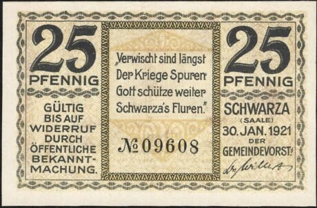 Аверс банкноты 25 fenigów (Niemcy) 1921