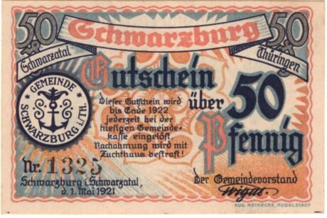 Аверс банкноты 50 fenigów (Niemcy) 1921