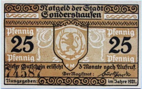 Аверс банкноты 25 пфеннигов (Германия) 1921 года