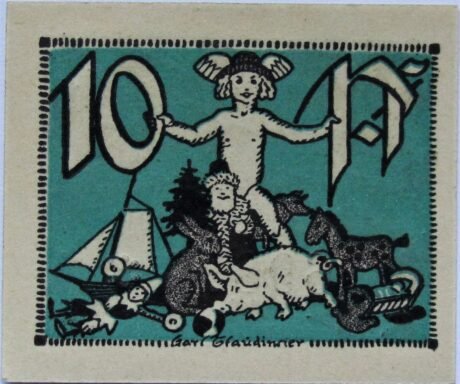 Реверс банкноты 10 fenigów (Niemcy) 1921