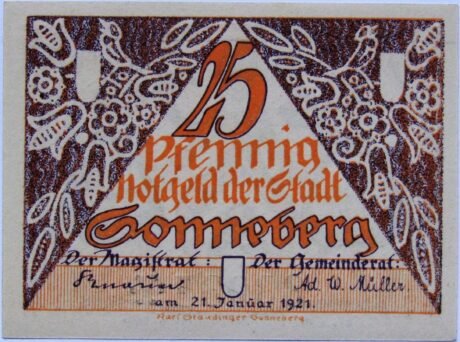 Аверс банкноты 25 fenigów (Niemcy) 1921