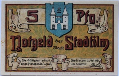 Аверс банкноты 5 fenigów (Niemcy) 1921