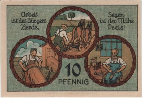 Реверс банкноты 10 fenigów (Niemcy) 1921