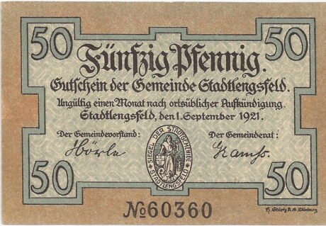 Аверс банкноты 50 fenigów (Niemcy) 1921