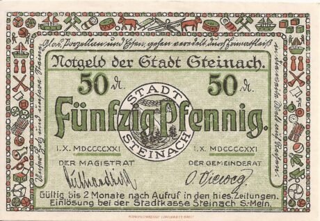 Аверс банкноты 50 fenigów (Niemcy) 1921
