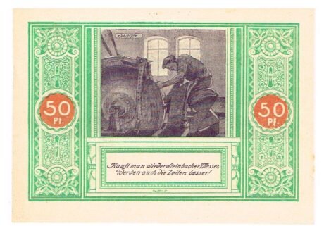 Реверс банкноты 50 fenigów (Niemcy)