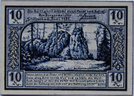 Реверс банкноты 10 fenigów (Niemcy) 1921