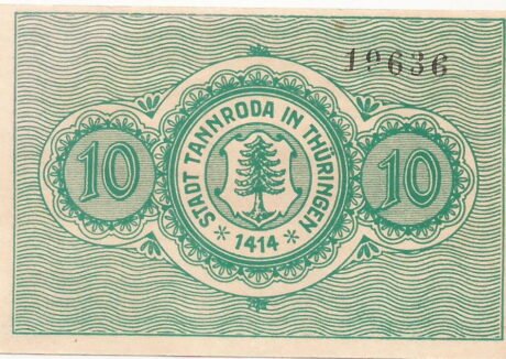 Реверс банкноты 10 fenigów (Niemcy) 1921