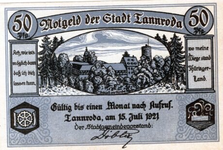 Аверс банкноты 50 fenigów (Niemcy) 1921