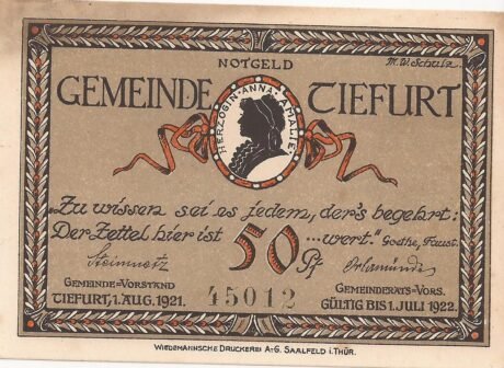 Аверс банкноты 50 fenigów (Niemcy) 1921