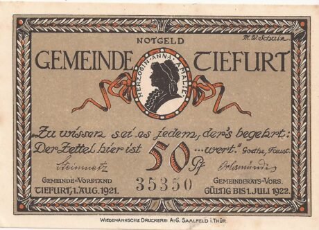 Аверс банкноты 50 fenigów (Niemcy) 1921