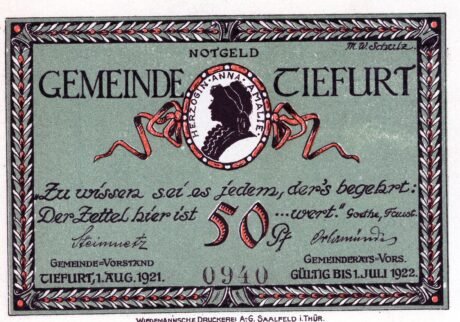 Аверс банкноты 50 fenigów (Niemcy) 1921