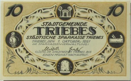 Аверс банкноты 10 fenigów (Niemcy) 1921