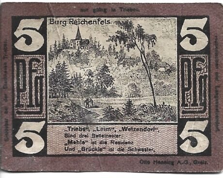 Реверс банкноты 5 fenigów (Niemcy) 1921