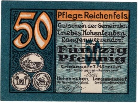 Аверс банкноты 50 fenigów (Niemcy) 1921