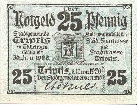 Аверс банкноты 25 fenigów (Niemcy) 1920