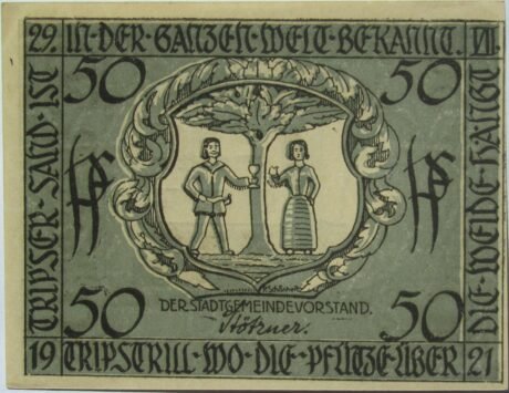 Аверс банкноты 50 fenigów (Niemcy) 1921
